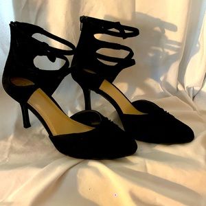 Black suede heels by Impo